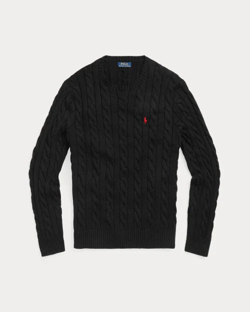 Ralph Lauren | Black Cable Knit Cotton Sweater