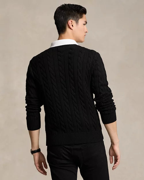 Ralph Lauren | Black Cable Knit Cotton Sweater