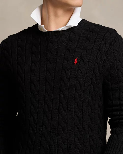 Ralph Lauren | Black Cable Knit Cotton Sweater